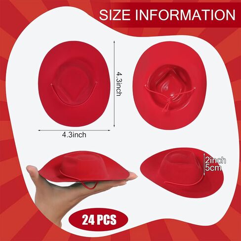 Xtinmee 24 Pcs Mini Cowboy Hats for Party Plastic Little Cowboy Hats for Crafts Doll Shooters Party in Kuwait