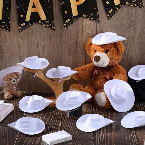 Xtinmee 24 Pcs Mini Cowboy Hats for Party Plastic Little Cowboy Hats for Crafts Doll Shooters Party in Kuwait