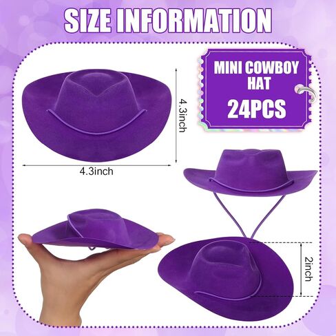 Xtinmee 24 Pcs Mini Cowboy Hats for Party Plastic Little Cowboy Hats for Crafts Doll Shooters Party in Kuwait