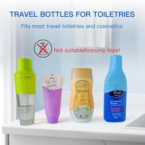 Silicone Leak Proof Sleeves,8 PCS Elastic Sleeves for Leak Proofing Travel,Reusable Silicone Toiletry Sleeves Leak Proof,travel gadgets,travel size toiletries for Women (8 Pack) in Kuwait