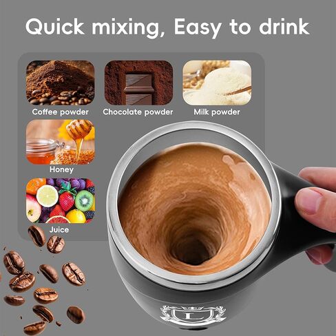 القدح القهوة المغناطيسي مع مقبض الغطاء التلقائي للخلط الكهربائي ذاتيًا معزولًا من الفولاذ المقاوم للصدأ التسرب إثبات ثقيل كبير قابلاً لإعادة الاستخدام في كوب شاي شاي التخييم. in Kuwait