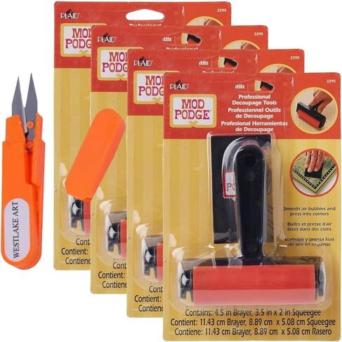Mod Podge Professional Decoupage Tool Set, 4.16 Oz, With Smoothing Tool & Paddle, Includes Embroidery Scissors, Versatile Craft Roller Tool, Ideal For Various Surfaces [Pack Of 4] in Saudi Arabia