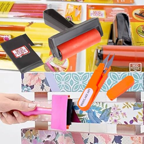 Mod Podge Professional Decoupage Tool Set, 4.16 Oz, With Smoothing Tool & Paddle, Includes Embroidery Scissors, Versatile Craft Roller Tool, Ideal For Various Surfaces [Pack Of 4] in Saudi Arabia