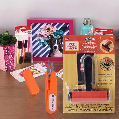 Mod Podge Professional Decoupage Tool Set, 4.16 Oz, With Smoothing Tool & Paddle, Includes Embroidery Scissors, Versatile Craft Roller Tool, Ideal For Various Surfaces [Pack Of 4] in Saudi Arabia