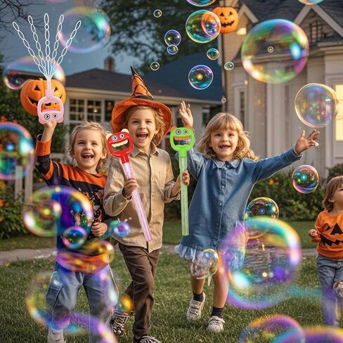 SHCKE Bubble Wands for Kids,4 Pcs 5-Claw Smiley Bubble Sticks, Creates A Large Number of Bubbles for Kids,Bubble Toys for 3-8 Years Old Boys and Girls,Summer Outdoor Toys Birthday Party in Kuwait