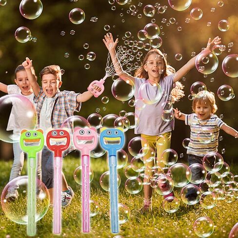 SHCKE Bubble Wands for Kids,4 Pcs 5-Claw Smiley Bubble Sticks, Creates A Large Number of Bubbles for Kids,Bubble Toys for 3-8 Years Old Boys and Girls,Summer Outdoor Toys Birthday Party in Kuwait
