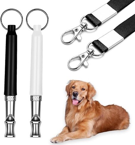 صافرة الكلب ， 2 PCS صافرة الكلب ttraining ， صافرة تدريب الكلاب المحترفة ， صافرة الكلب لوقف نباح الجيران الكلب ， بالأبيض والأسود ， مع الحلف in Kuwait