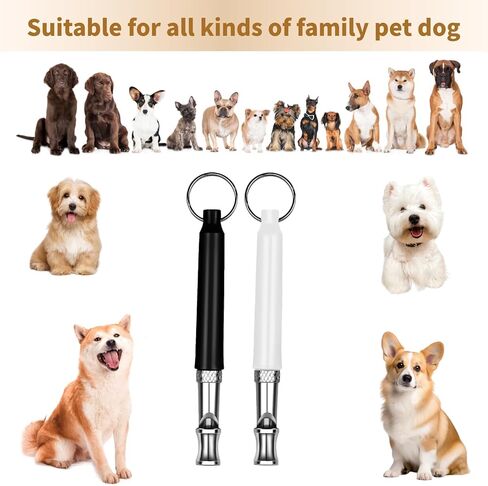 صافرة الكلب ， 2 PCS صافرة الكلب ttraining ， صافرة تدريب الكلاب المحترفة ， صافرة الكلب لوقف نباح الجيران الكلب ， بالأبيض والأسود ， مع الحلف in Kuwait