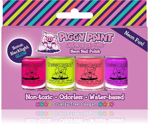 Piggy Paint 4 Polish Neon Box Set (Bonus: Blacklight Glow!) in Saudi Arabia