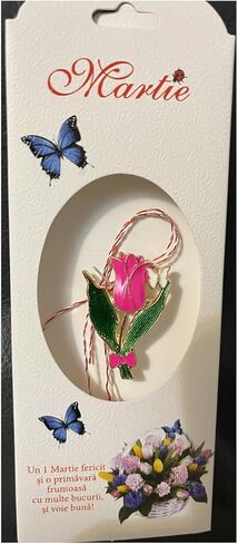 Martisor - Tulip Amulet ، التقليد الشعبي الروماني ، بطاقة المعايدة ، Lalea măişişor Talisman Broşă Martisoare in Saudi Arabia