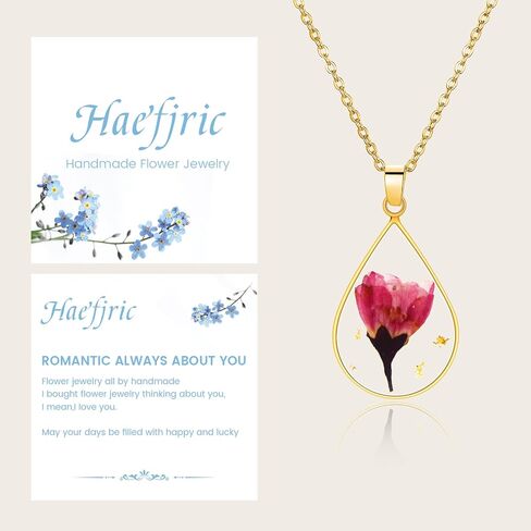 Violet Pressed Flower Necklace,Personalized Gold Handmade Necklace,February Birth Flower Necklace For Women, Resin Flower Necklace,Ideal Presents For Birthday,Party, Christmas-18’’ in Saudi Arabia