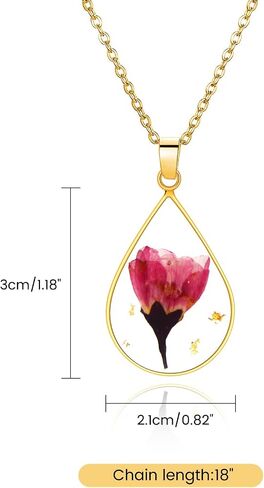 Violet Pressed Flower Necklace,Personalized Gold Handmade Necklace,February Birth Flower Necklace For Women, Resin Flower Necklace,Ideal Presents For Birthday,Party, Christmas-18’’ in Saudi Arabia