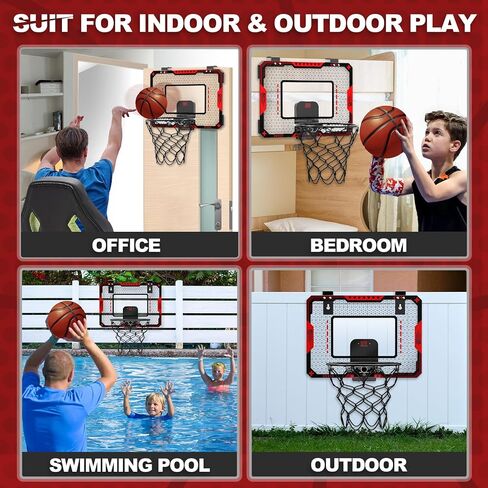 Mini Basketball Hoop for Kids, Over The Door Indoor Basketball Hoops, Red in Kuwait