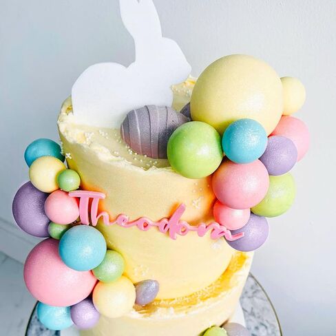 Jevenis 50 PCS Macaroon Rainbow Ball Cake Toppers Toppers Contlulful Rainbow Cake Topper Pastel Colls Cupcake Topcake لعيد ميلاد حفل زفاف الطفل in Kuwait