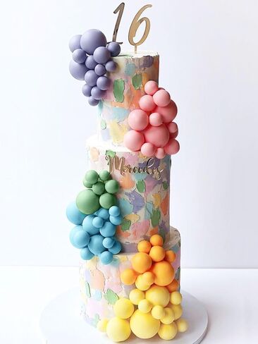 Jevenis 50 PCS Macaroon Rainbow Ball Cake Toppers Toppers Contlulful Rainbow Cake Topper Pastel Colls Cupcake Topcake لعيد ميلاد حفل زفاف الطفل in Kuwait