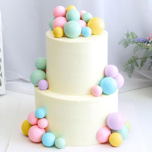 Jevenis 50 PCS Macaroon Rainbow Ball Cake Toppers Toppers Contlulful Rainbow Cake Topper Pastel Colls Cupcake Topcake لعيد ميلاد حفل زفاف الطفل in Kuwait