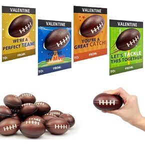 Sports Valentines Cards Gifts for Kids School Classroom -24 Pack,Mini Foam Ball Toys with Exchange Cards for Boys Girls,Valentines Party Favors Goodie Bag Stuffer Class Treats Prizes for Toddlers