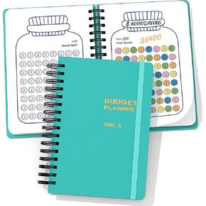 TIME X Budget Planner-Budget Binder with 12 Pockets,Undated Monthly Budget Book for A5 Bill Organizer & Account Book with Expense Tracker Notebook to Manage Your Finance. (Pink+Blue)