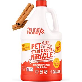 Sunny & Honey Pet Stain & Odor Miracle - Enzyme Cleaner for Dog and Cat Urine, Feces, Vomit, Drool (Fall Spice Scent, 1 Gallon) - Dog and Cat Urine Odor Remover For Carpet - Upholstery Deodorizer