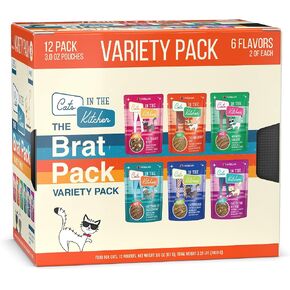 Weruva Cats in The Kitchen Slide N' Serve The Brat Pack Variety Cat Food Pouches 3 Ounce (Pack of 12)