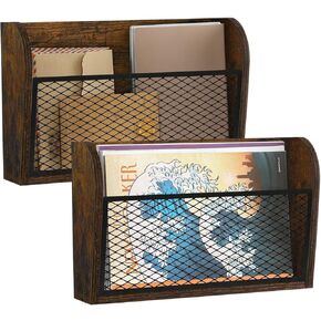 YINMIT Wall File Organizer, 2 Packs Wall File Holder,Hanging File Organizer,Wall Mounted File Holder,Office Wall Organizer,Wall Mount Paper Folder Rack for Office and Home