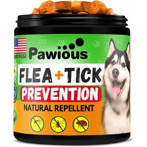 Flea and Tick Prevention for Dogs Chewables - Natural Dog Flea and Tick Control Supplement - Flea & Tick Chews for Dogs - All Life Stages - Made in USA