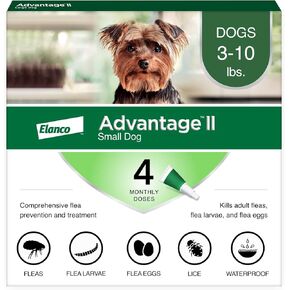 Advantage II Small Dog Vet-Recommended Flea Treatment & Prevention | Dogs 3-10 lbs. | 4-Month Supply
