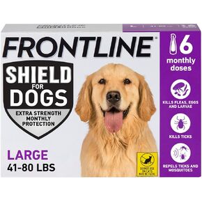 Frontline Shield Flea & Tick Treatment for Large Dogs 41-80 lbs., Count of 6