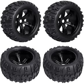 Preglued 1/8 Monster Truck Ties and Wheels OD 5.9" 17mm Hex MT Tires Wheels Set fit Traxxas Maxx E-Revo 2.0 3.3 Summit Revo 3.3 Arrma Kraton Outcast 4-6S Brushless Power