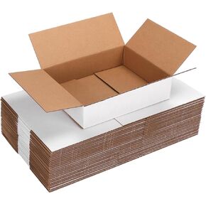 25 Pack Small Shipping Boxes 7x4x4 Inches, White Corrugated Cardboard Box for Shipping, Packing, Business, DIY