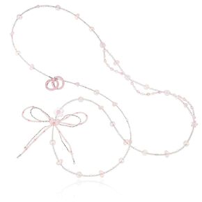 JOMODECOR Pink Heart Beaded Phone Chain with A Bow, Handmade Beaded Chain Strap Shoulder Crossbody Lanyard with Tether Tab, Perfect Gift for Girlfriend Mom Women Kids ﻿