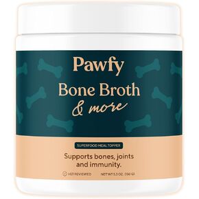 Pawfy Bone Broth for Dogs | Dog Seasoning Powder for Dry Food with Collagen - Supports Joints, Immunity & Digestion | Easy to Serve Bone Meal for Dogs | Unsalted Dog Gravy Topper for Pets