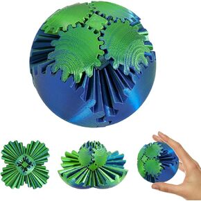 3D Printed Gear Ball Fidget Toy，Easter Basket Stuffers，Gear Sphere, Gear Ball Fidget Toy, Stress Ball, GearSphere Desk Toy, Fidget Ball, Gear Toy for Stress and Anxiety Relaxing (Purple Blue)
