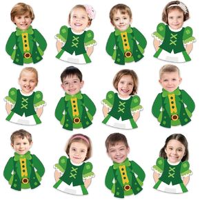 St. Patrick's Day Bulletin Board Decorations, 50Pcs Leprechaun Cutouts Decorations Suit and Dress with 100Pcs Glue Points Bulletin Board Decor for DIY Craft Classroom Home Shamrock Party Decoration