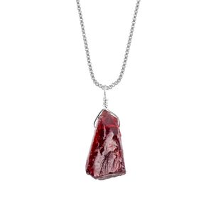 Graduation Gifts Garnet Jewelry Birthstone Necklace For Her Rough Crystal Gemstone Dainty Women Natural Raw Mozambique Pendant Necklace, Chakra Healing Crystals Silver Plated Chain 18 inch