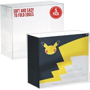 Plastic Elite Trainer Box Case for Pokemon Long Term Protection - ETB Box Display Case Protector - 0.5mm Thick Protective Display Case (Pack of 5)