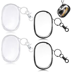 4 PCS Cute Clear Bag Keychain Doll Display Keychain Bag Portable Clear Figure Display Bag with Keychain Clear Coin Purse Clear Keychain Pouch for Display off Blind Boxes Mini Figures
