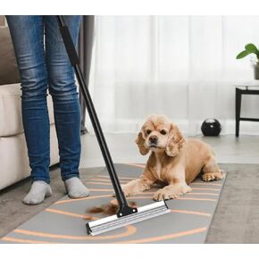 Carpet rake for Pet Hair Removal, Premium Quality Material with 50.1’’ Long Handle Lint Remover with Silicone Head, Reusable Cat Dog Hair Scraper for Rugs, Mats, Couch,Stairs,Hard-to-Reach Places