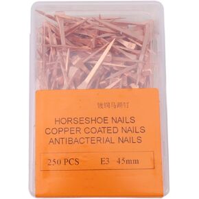 Bordstract 250pcs أحذية حدوة الحصان ، أظافر الأحذية الطلاء النحاسية مع صندوق بلاستيكي ، أظافر حدوة حصان مطلية بالنحاس ، معدات ركوب الفروسية ، لرفع الماشية (مسمار مطلي بنحاس 45 مم)