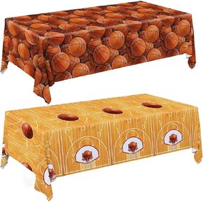 Basketball Party Supplies Set: Basketball Party Decorations & Party Favors, Includes 2-Pack Basketball -Themed Tablecloths for Kids 1st Birthday, Basketball Disposable Table Covers 54 x 108 Inch