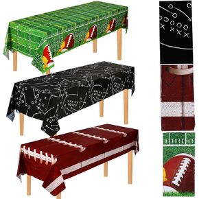 3pcs Football Party Tablecloths for Football Party Supplies Decorations, Game Time, Tactical Disposable Rectangle Tablecover 108 x 54" for Birthday Party Decorations, Tailgate Party Decorations