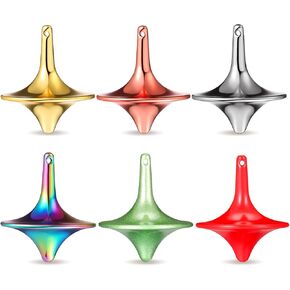 Lenwen 6 Pieces Metal Accurate Top Long Time Little Toy Balance Metal Zinc Alloy Tops for Teens Adults Kill Time Stress Anxiety Gift, 1.38 x 1.18'' (Stylish Color)