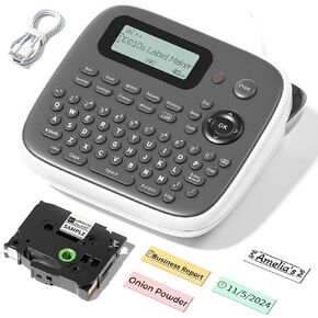 Label Maker Machine with Tapes, Label Makers, Label Maker Waterproof-Labels, Labeler Machine with-Tape 12mm 0.47 Laminated White, D210s Inkless Portable Labeling Machine for Home School Office