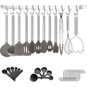 Kitchen Utensils Set, Kyraton 38 Piece Silicone kitchen Cooking Utensils Set with Utensil Rack, Spoon Spatula Set, Non-Stick kitchen Gadgets, Dishwasher Safe