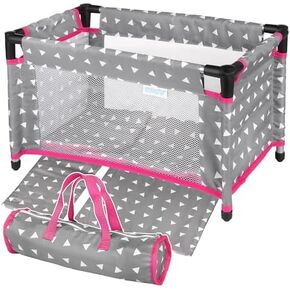 Toy Baby Crib for Dolls, Travel-Friendly Doll Bed for Baby Dolls, Baby Doll Crib for 18-Inch Dolls, Foldable Doll Bed with Carry Bag for 3+ Years Girls, Easy Assembly Realistic Baby Doll Bed KP0400S