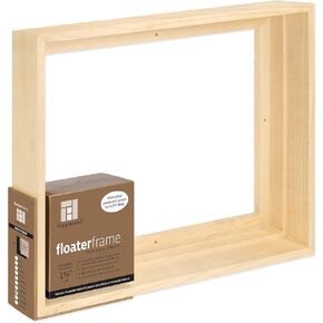 Ampersand Art Supply Floaterframe Readymade Frame for Flat and 1 1/2" Deep Wood Panel and Canvas Artwork, Paintings, Prints, and More, 12"x16", Maple Bold