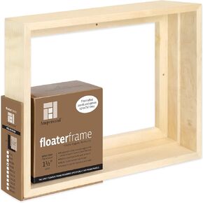 Ampersand Art Supply Floaterframe Readymade Frame for Flat and 1 1/2" Deep Wood Panel and Canvas Artwork, Paintings, Prints, and More, 9"x12", Maple Bold