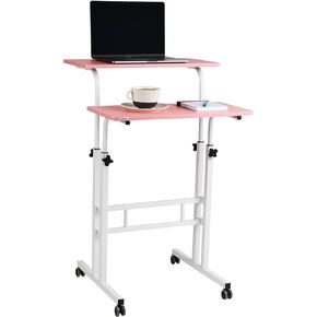 Mind Reader Standing Desk, Adjustable Height, Computer Desk, Laptop Desk, Portable, Rolling, 23.5" L x 19.5" W x 39" H, Black