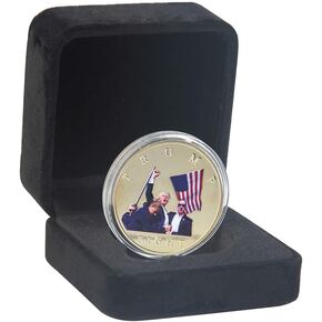 Trump Fight Assassination Fist Pump Coin You Missed Stronger Trump Survived Shot Trump 2024 Bullet Proof Shot Shooting Strong Coins Merchandise with Case Collectible Gifts