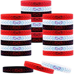 24Pcs Spider Silicone Wristbands Bracelets hero Spider Party Decorations Supplies for Spider Theme Boys Girl Birthday Party Favors
